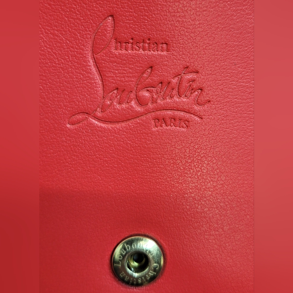 SOLD!!!Christian Louboutin Red Leather Macaron Spiked Clutch / Wallet - Picture 8 of 11